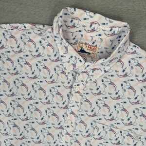 Huk Fishing Shirt Mens 3XL Shrimp Boil AOP Button Down Short Sleeve Outdoors